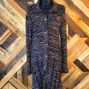 Vertigo | Long Knit Fitted Collared Cardigan| L